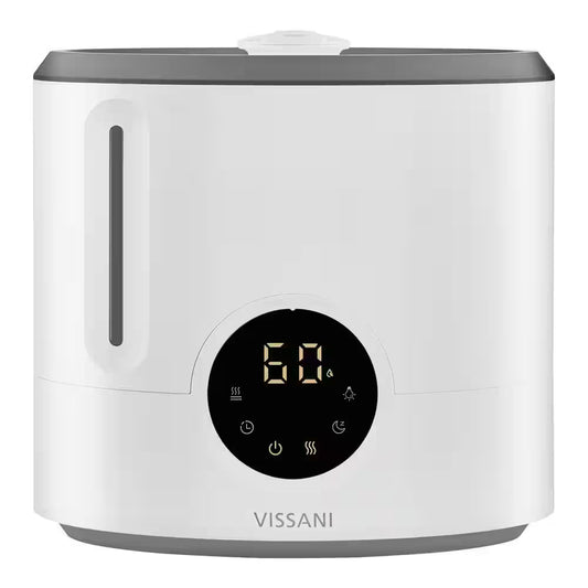 2 Gal. Ultrasonic Humidifier 360 Degree Turning Dual Nozzle Cool & Warm Mist for Large Room (600 Sq. Ft.) in Grey/White